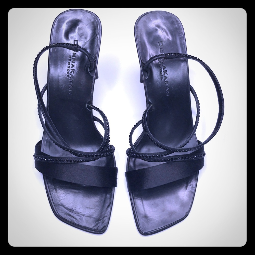 Rare Black Donna Karen Block Heel strap Sandal